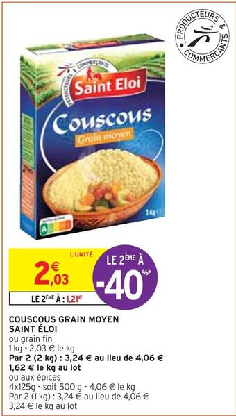 Intermarché Saint éloi couscous grain moyen offre