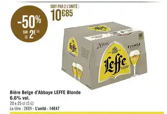 Casino Supermarchés Leffe bière belge d’abbaye blonde 6.6% vol. offre