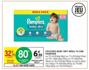Intermarché Pampers couches baby dry méga t4 x96 offre