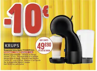 Casino Supermarchés Krups nespresso dolce gusto yy4395fd gris offre