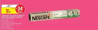 Intermarché Nescafe capsules de café x10 brazil nescafe farmers origins offre