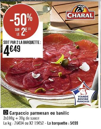 Casino Supermarchés Charal carpaccio parmesan ou basilic offre
