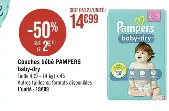 Casino Supermarchés Pampers couches bébé baby-dry offre