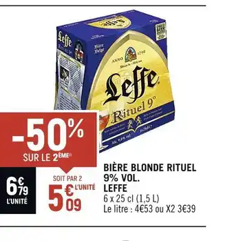 Spar Leffe bière blonde rituel 9% vol. offre