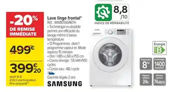 Carrefour Samsung lave linge frontal offre