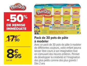 Carrefour Play-doh pack de 30 pots de pâte à modeler offre