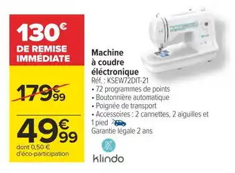 Carrefour Klindo machine à coudre éléctronique offre