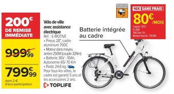 Carrefour Toplife vélo de ville avec assistance électrique offre