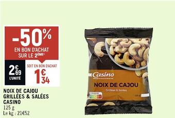 Petit Casino Casino noix de cajou grillées & salées offre