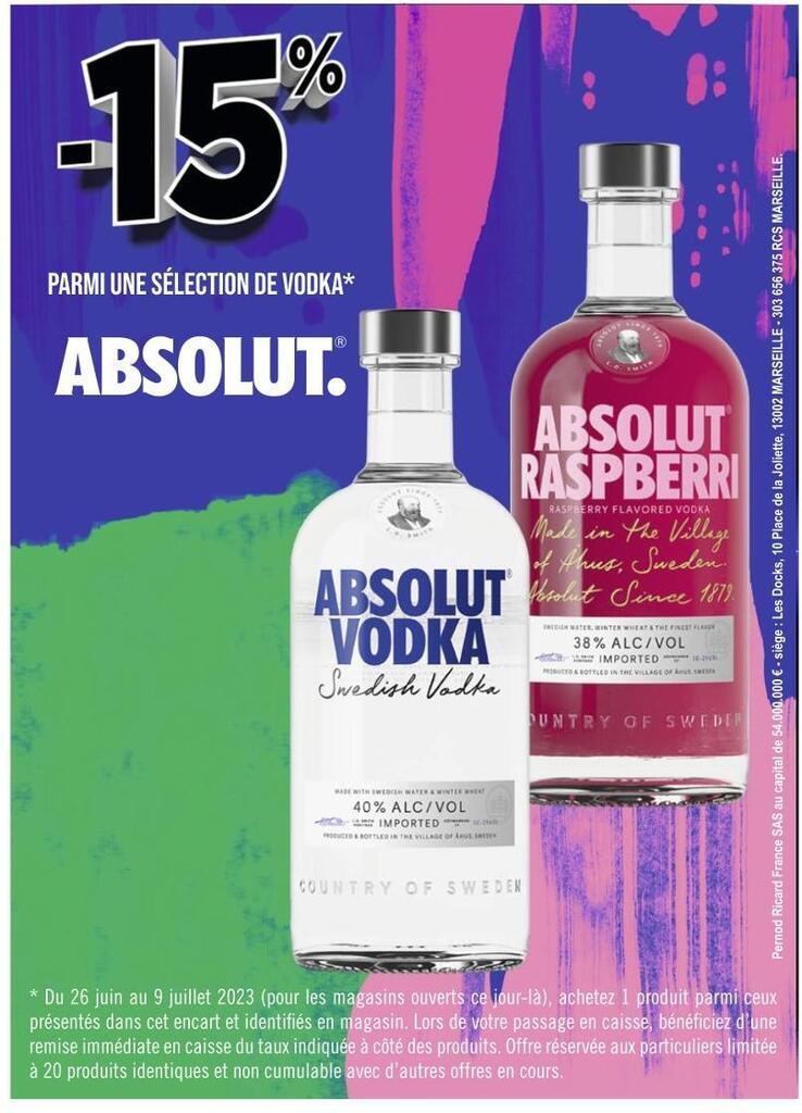 Promo Absolut 15 parmi une sélection de vodka absolut chez Casino
