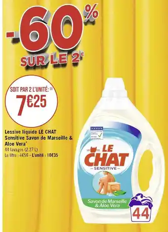 Casino Hyperfrais Le chat lessive liquide sensitive savon de marseille & aloe vera * offre