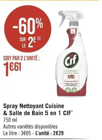 Cif spray nettoyant cuisine & salle de bain 5 en 1*