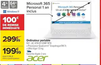 Carrefour Acer ordinateur portable offre
