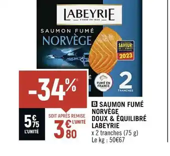 Spar Labeyrie saumon fumé norvège doux & équilibré offre