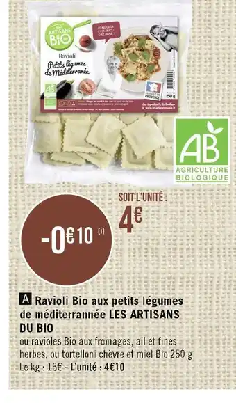 Casino Supermarchés Les artisans du bio ravioli bio aux petits légumes de méditerrannée offre