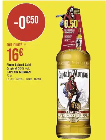 Casino Supermarchés Captain morgan rhum spiced gold original 35% vol. offre