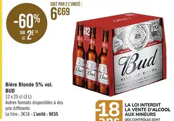 Casino Supermarchés Bud bière blonde 5% vol. offre