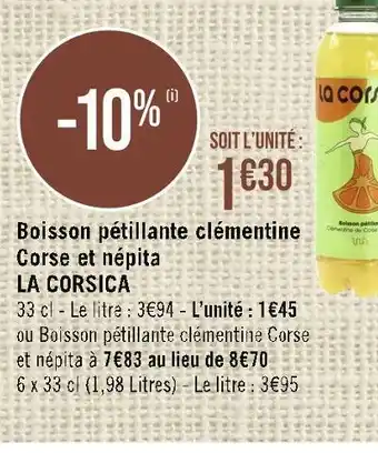 Casino Supermarchés La corsica boisson pétillante clémentine corse et népita offre