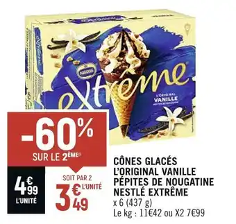 Spar Nestlé extrême cônes glacés l’original vanille pépites de nougatine offre