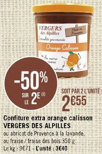 Casino Supermarchés Vergers des alpilles confiture extra orange calisson offre