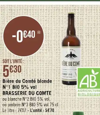 Casino Supermarchés Brasserie du comte bière du comté blonde n°1 bio 5% vol offre