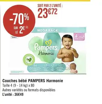Casino Supermarchés Pampers couches bébé harmonie offre