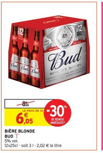 Intermarché Bud bière blonde offre