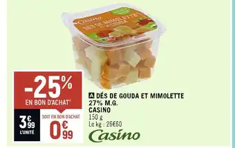 Casino dés de gouda et mimolette 27% m.g.