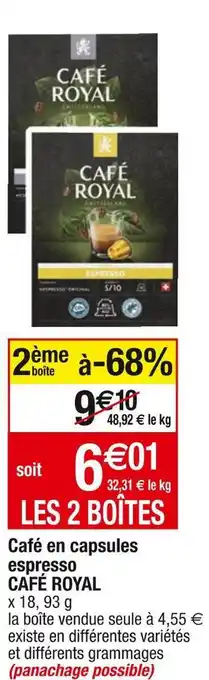 Cora x Carrefour Café royal café en capsules espresso offre