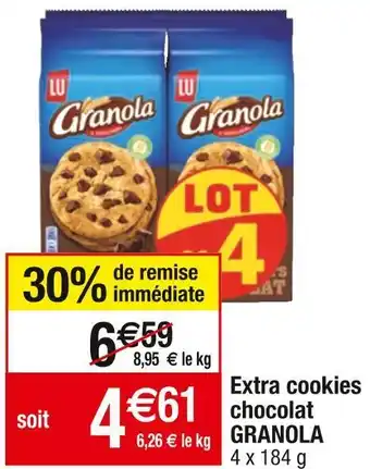 Cora x Carrefour Granola extra cookies chocolat offre