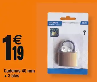 Cadenas 40 mm + 3 clés