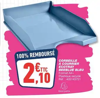 Bureau Vallée Corbeille à courrier ecotray beeblue bleu offre