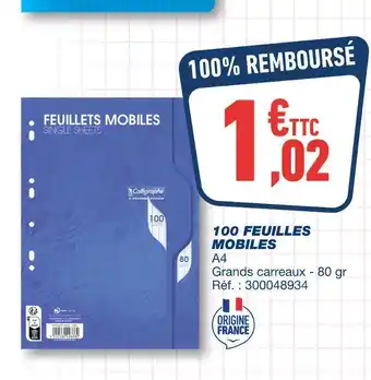 Bureau Vallée 100 feuilles mobiles offre