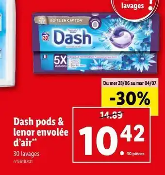 Lidl Dash pods & lenor envolée d`air offre