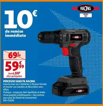 Auchan Perceuse sans fil racing offre