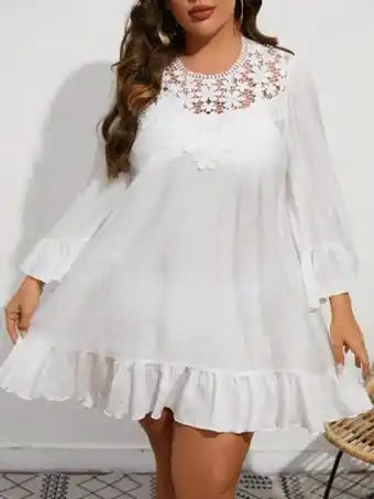 SheIn Shein vcay robe de plage en dentelle à volants (sans bikini) offre