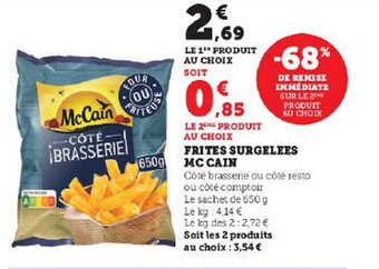 Super U FRITES SURGELEES MC CAIN offre