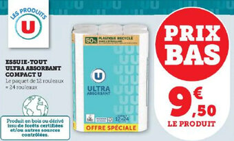 Super U ESSUIE-TOUT ULTRA ABSORBANT COMPACT U offre