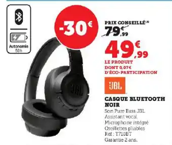 Super U CASQUE BLUETOOTH NOIR offre