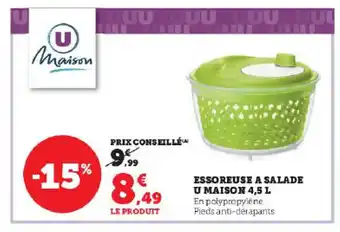 Super U ESSOREUSE A SALADE U MAISON 4,5 L. offre