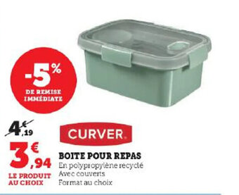 Super U BOITE POUR REPAS offre