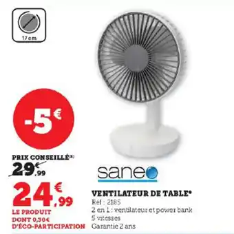 Super U VENTILATEUR DE TABLE* offre