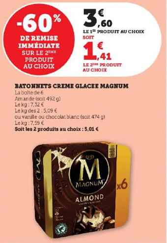 Super U BATONNETS CREME GLACEE MAGNUM offre