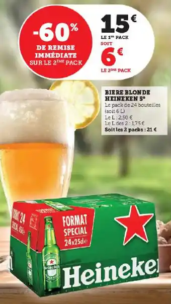 Super U BIERE BLONDE HEINEKEN 5° offre