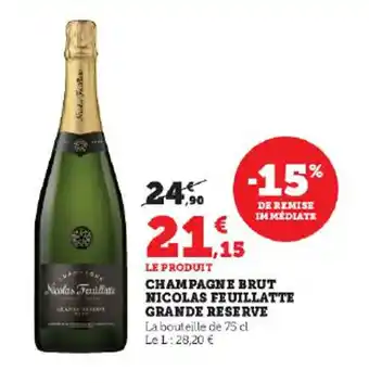 Super U CHAMPAGNE BRUT NICOLAS FEUILLATTE offre