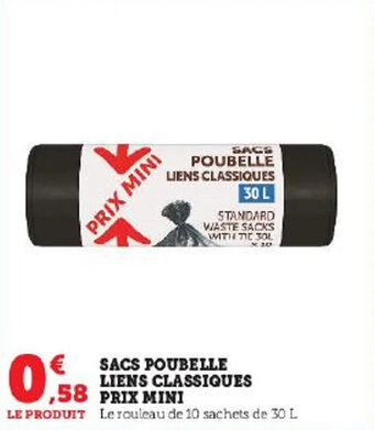 Super U SACS POUBELLE LIENS CLASSIQUES PRIX MINI offre