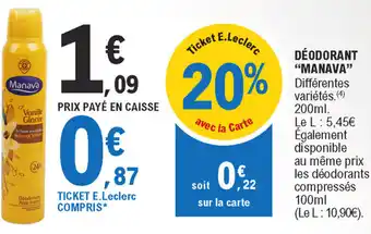 E.Leclerc Déodorant manava offre
