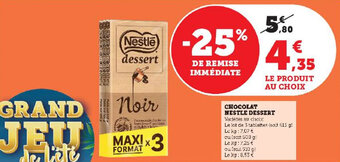Super U CHOCOLAT NESTLE DESSERT offre