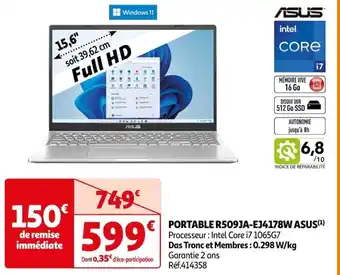 Auchan PORTABLE R509JA-EJ4178W ASUS(¹) offre
