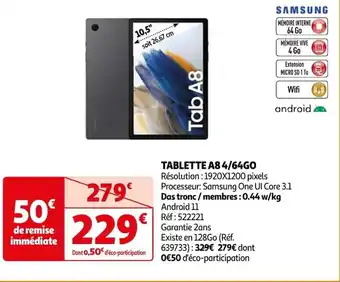 Auchan TABLETTE A8 4/64GO offre